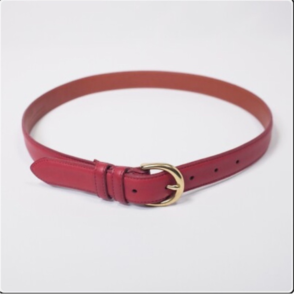 Coach Red Leather Belt with Gold Buckle